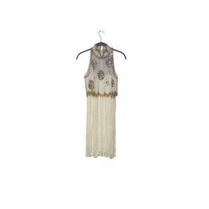 Nightline vintage, women’s ivory, gold and silver stunning Sequin beaded dress S